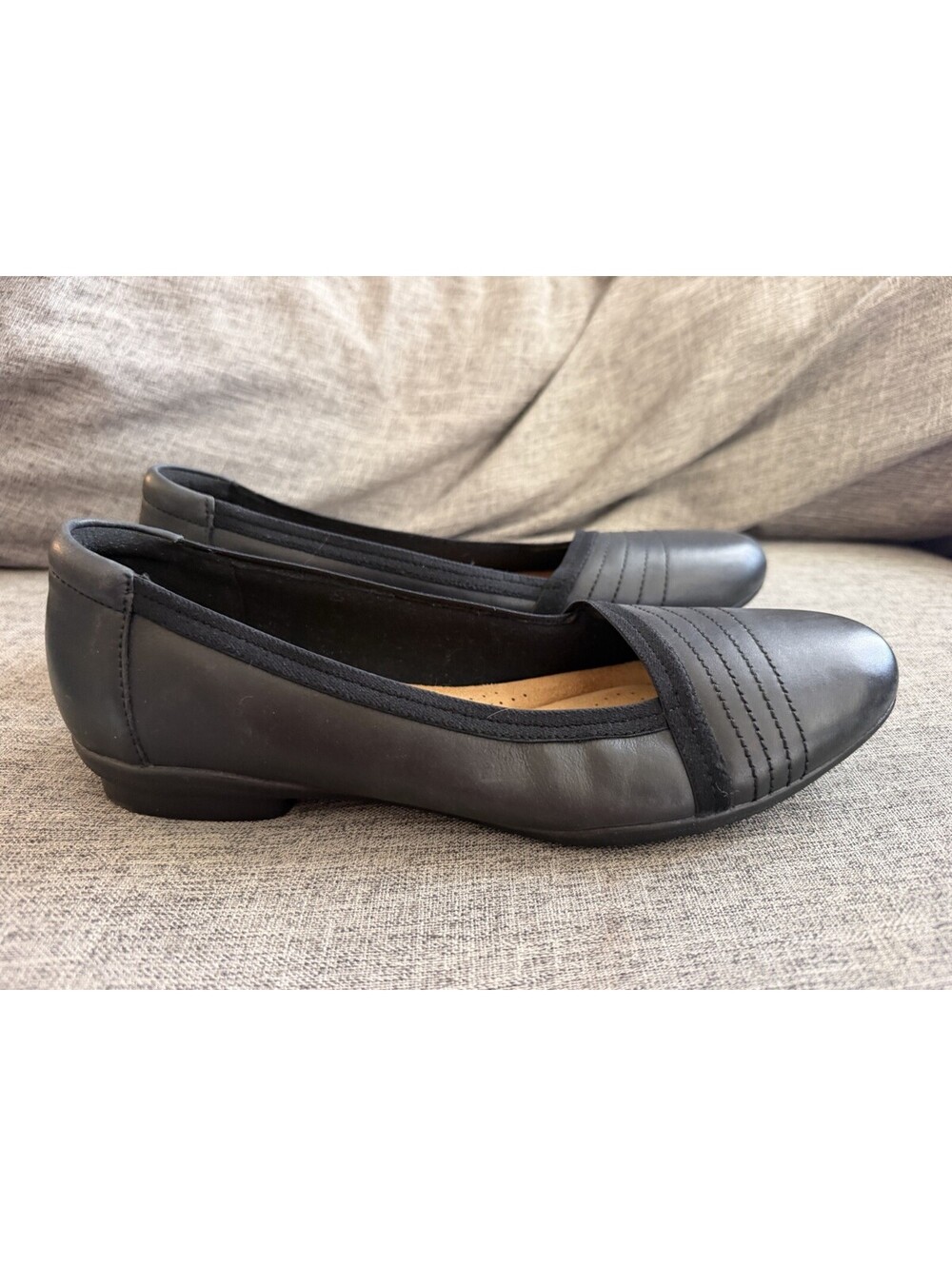 Clarks Collection Ultimate Comfort Black Leather Ballet Flats Size 9